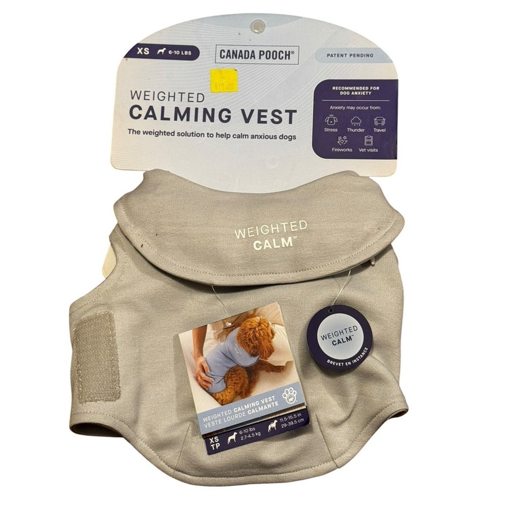 Canada Pooch Weighted Calming Dog Vest XS 6-10lb Gray NWT